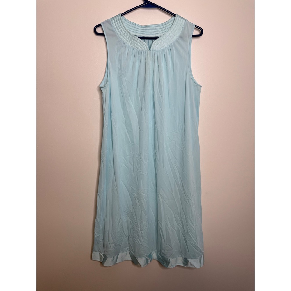 Shadowline Nightgown Womens Small Blue Excellent Vintage Sleeveless Nylon USA